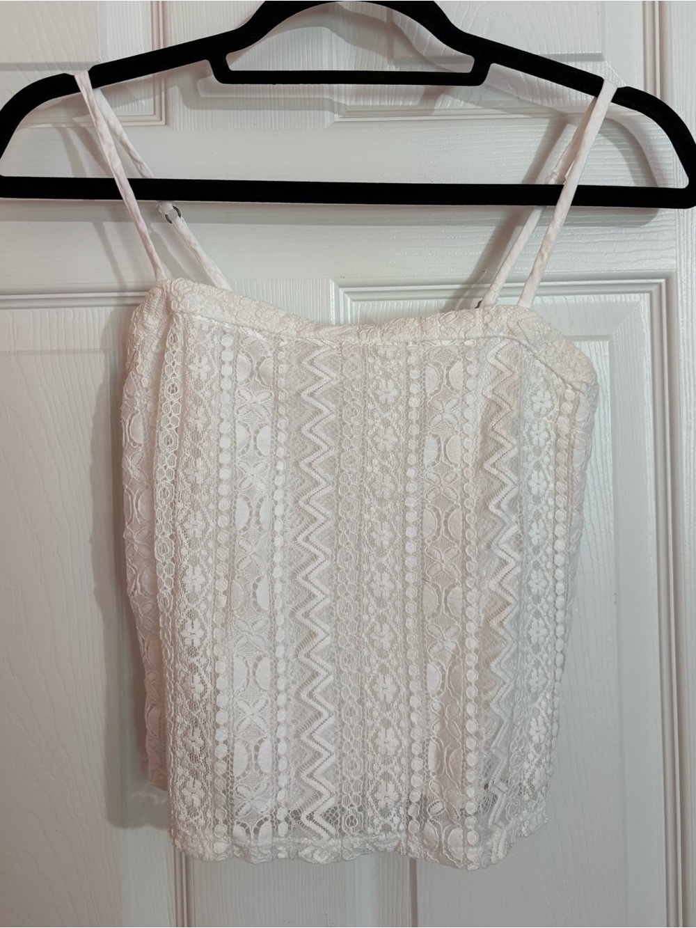 Hollister White Lace Tank Top with Spaghetti Straps